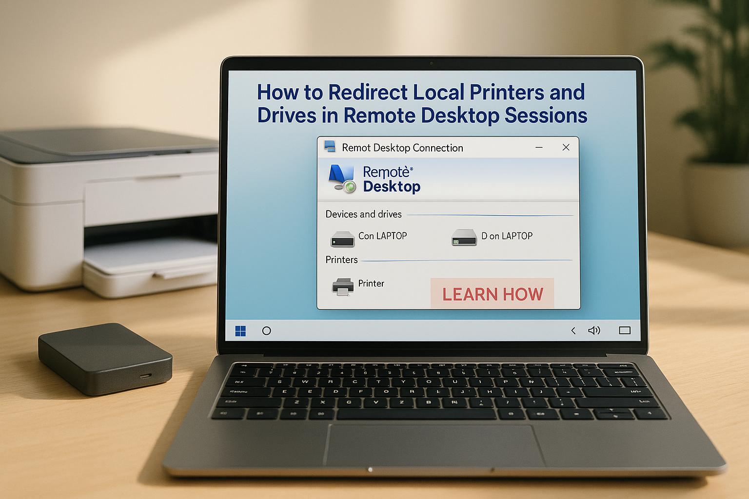 How to Redirect Local Printers and Drives in Remote Desktop Sessions