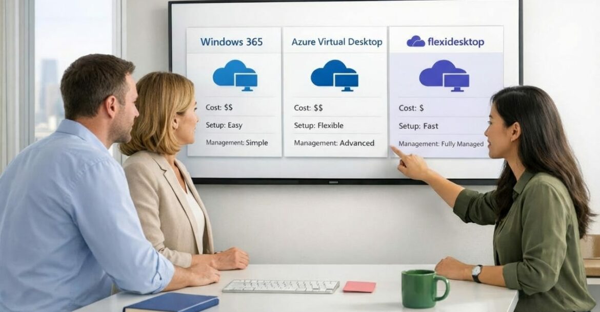Windows 365 vs Azure Virtual Desktop vs flexidesktop: Which Is Right for Your Team?