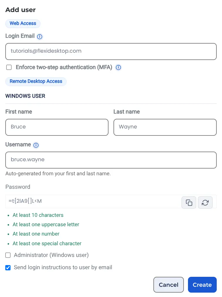 Add user form