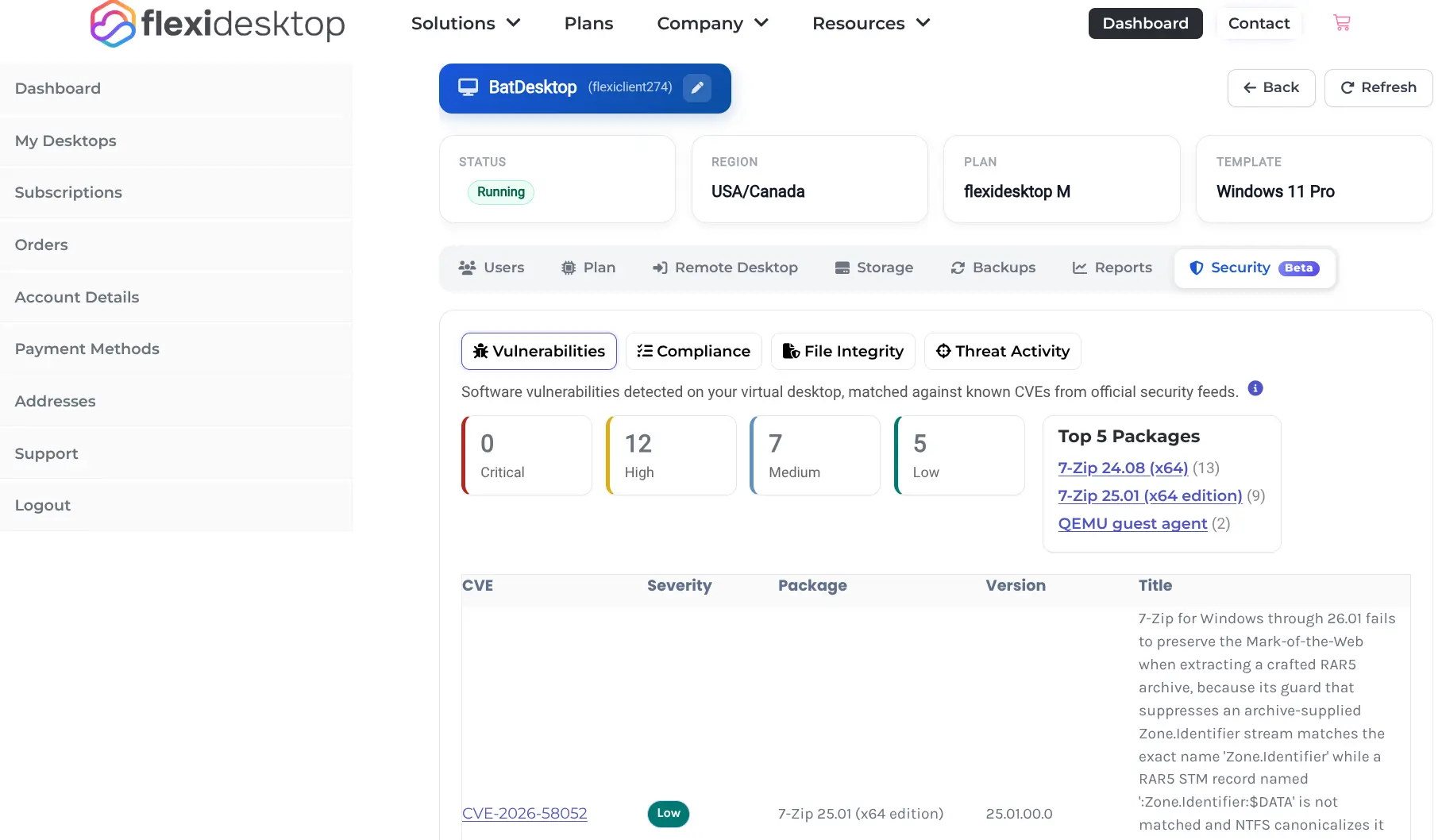flexidesktop Security tab