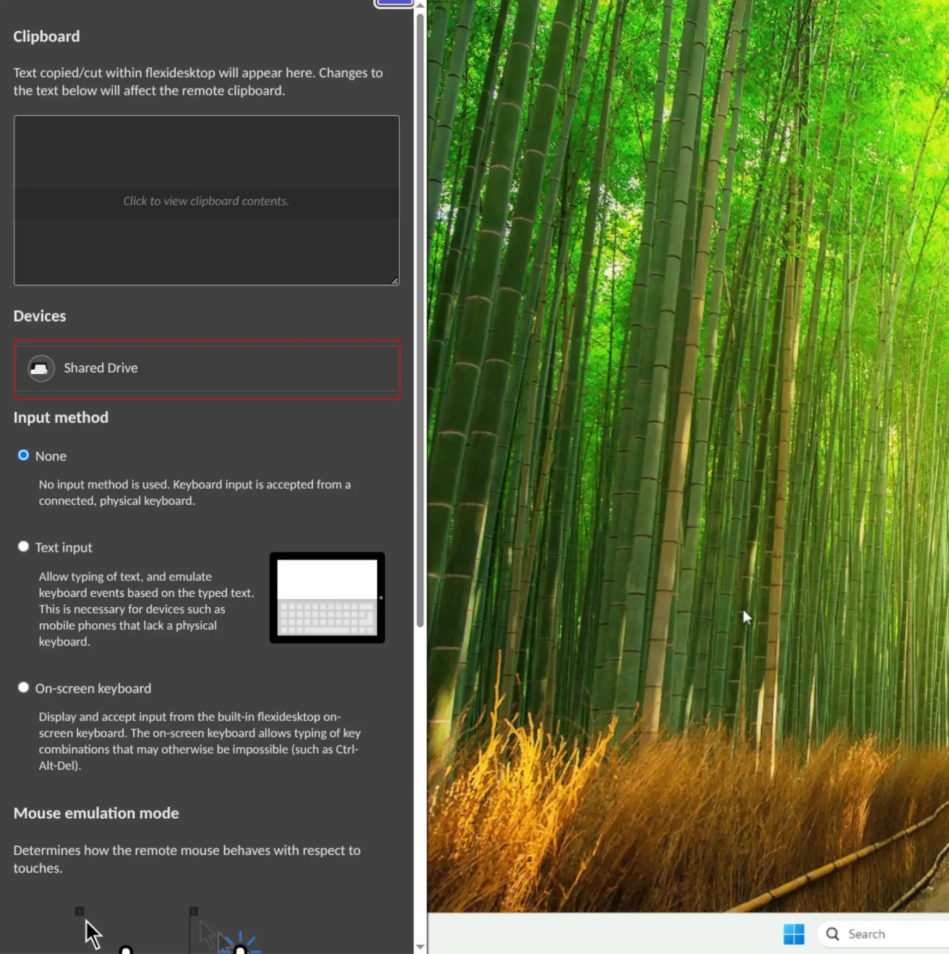 flexidesktop side menu with Shared Drive option