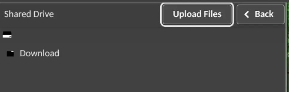 flexidesktop Shared Drive Upload Files button