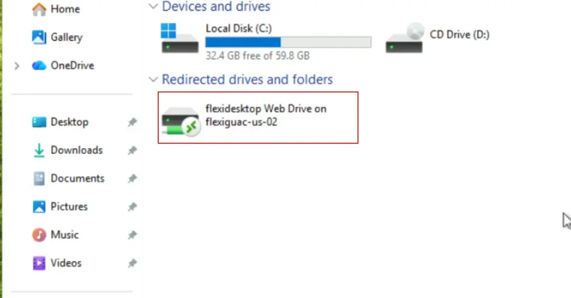 flexidesktop Web Drive listed in This PC