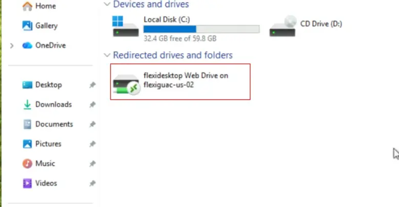 flexidesktop Web Drive listed in This PC